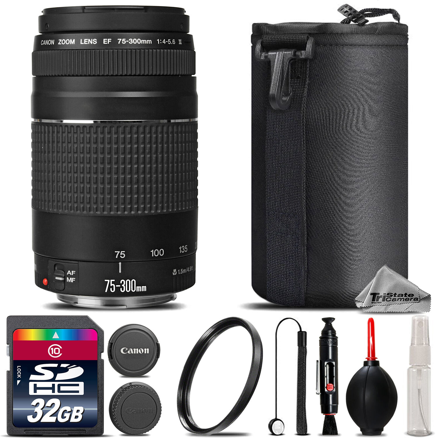 

Canon EF 75-300mm III Lens For Canon T5 T5i T6 T6i T6s - 32GB Kit