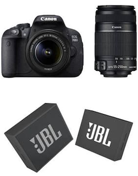 Canon EOS 700D (With EF S18-55 IS II + 55-250 mm IS II Lens) 18 MP DSLR Camera (Black) with Free JBL Bluetooth Speaker worth Rs.2999/-