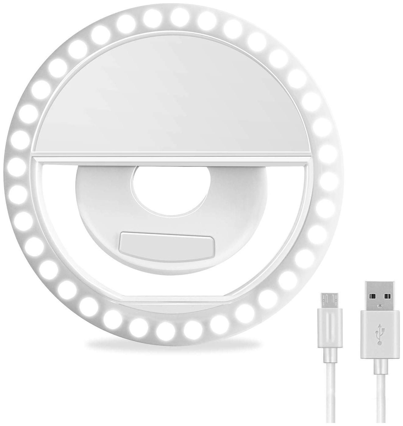 

Crystal Digital Selfie Light for Mobile 3 Modes Selfie Beauty Ring Light Rechargeable LED Flash White Light