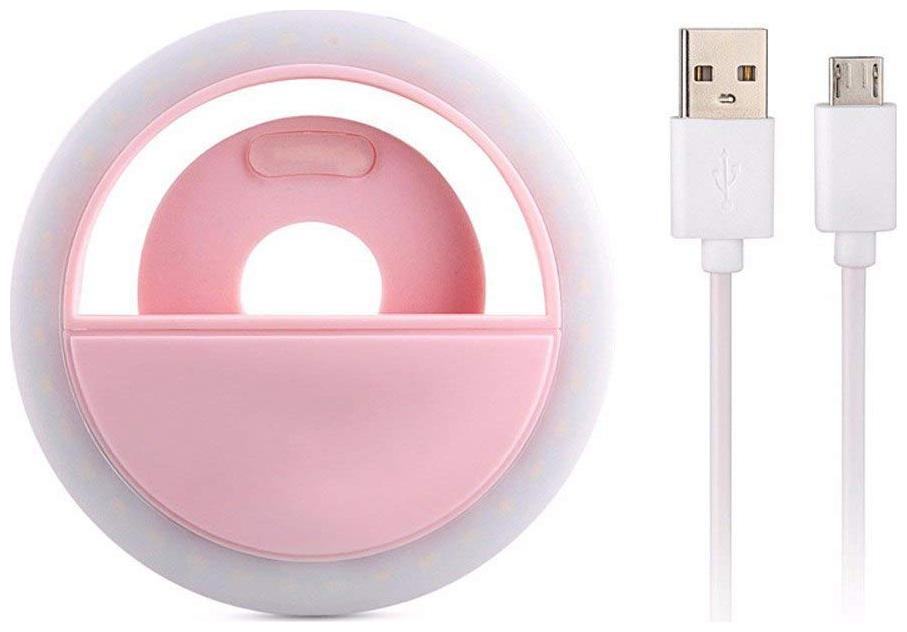 

Crystal Digital Portable LED Selfie Ring Light for Smartphones Tablets and iPhone (Pink)