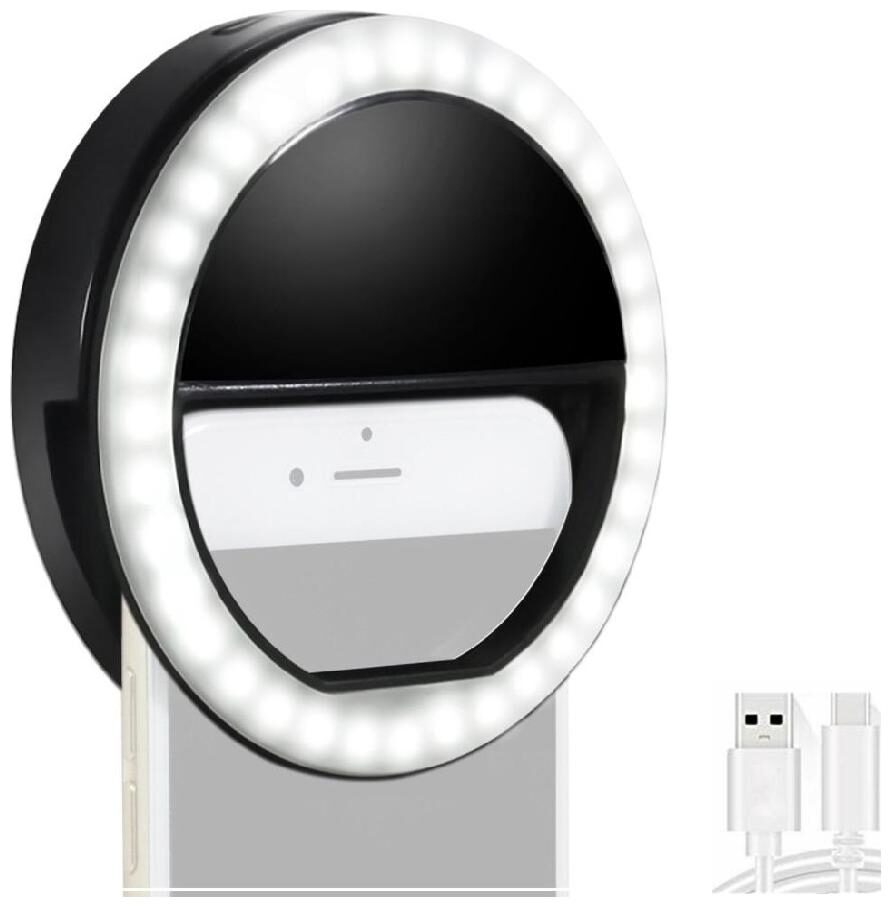 

Crystal Digital Soft Black Color Selfie Ring Light with 3 Modes and 36 LED for MobilePhone Laptop Camera Photography Video Photo Shoot Flash