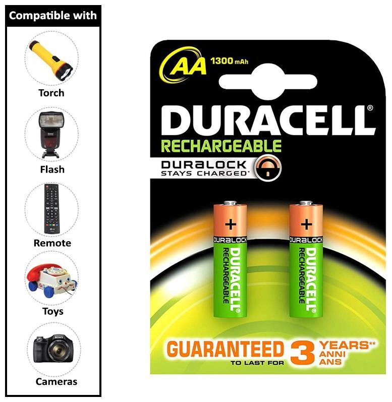 

Duracell Plus 5000172 AA Rechargeable Batteries 1300 mAh (Pack of 2 Green)