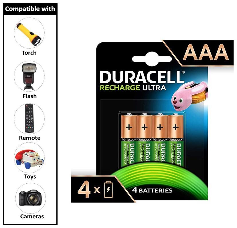

Duracell Recharge Ultra AAA - 900 mAh Batteries (Pack Of 4)