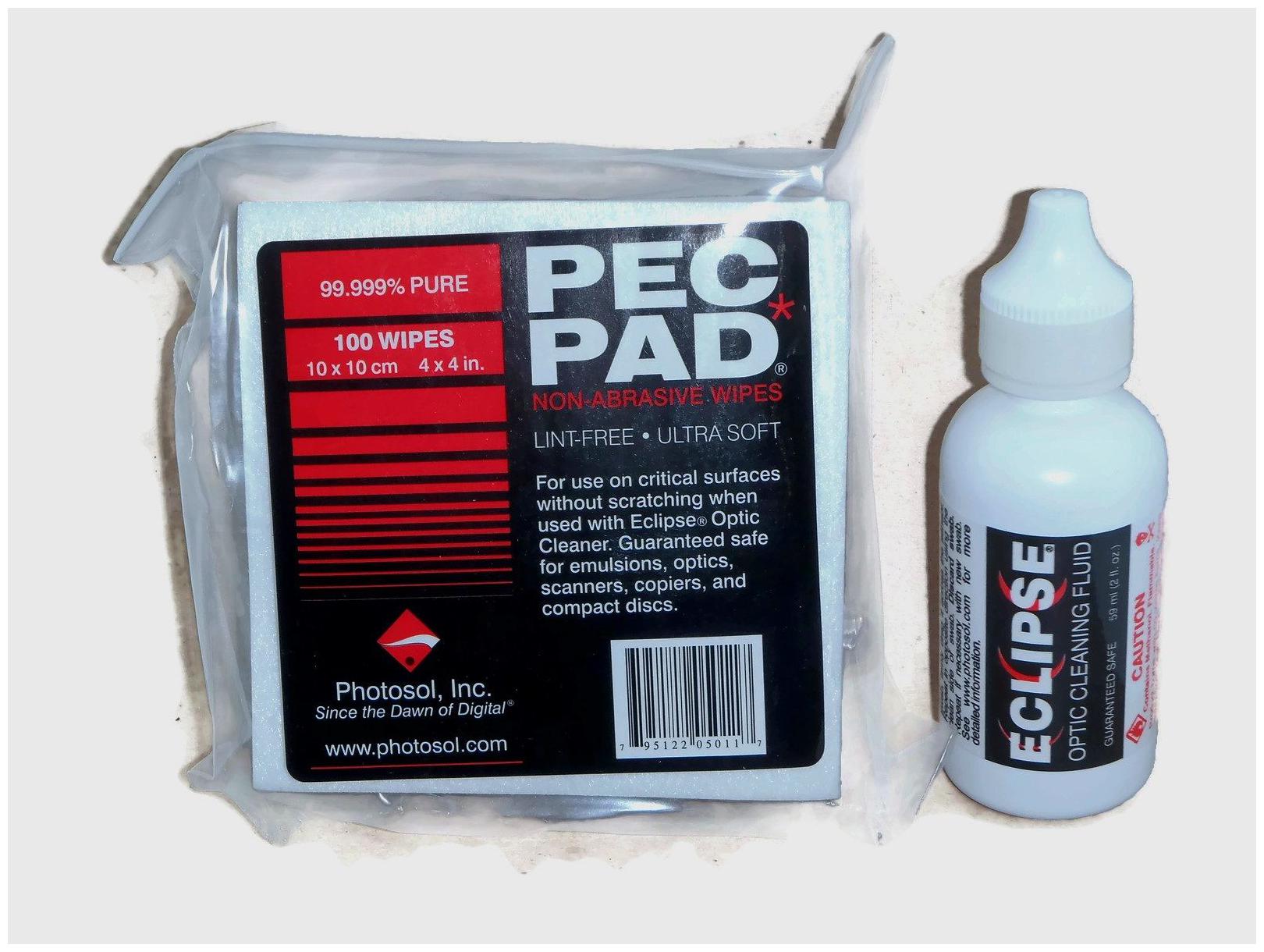 

ECLIPSE 2oz OPTIC CLEANING FLUID 4x4 INCH PEC PADS 100 PACK - PHOTOSOL