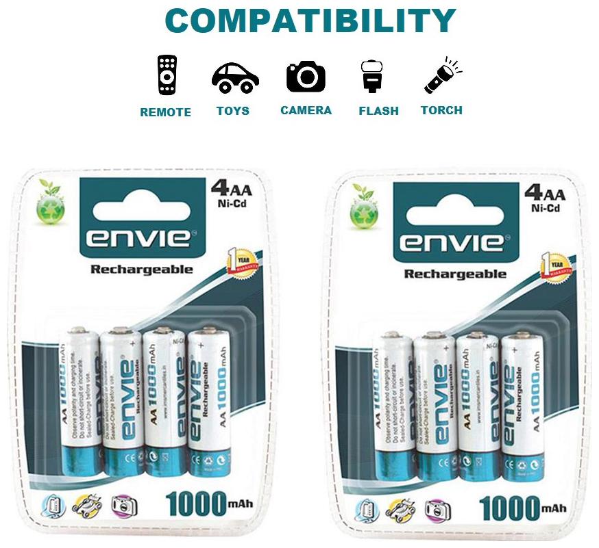 

Envie 4PL-1000Mah Pack of 2 Ni-CD Rechargable Battery