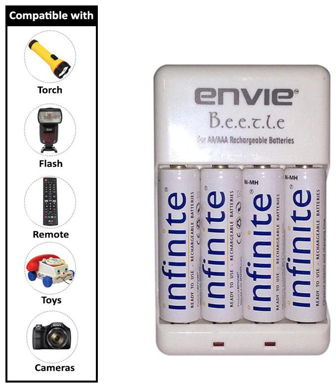 Envie Bettle ECR 20 |Combo With| 4xAA 2100mah rechargeable Battery Charger by E Stoke