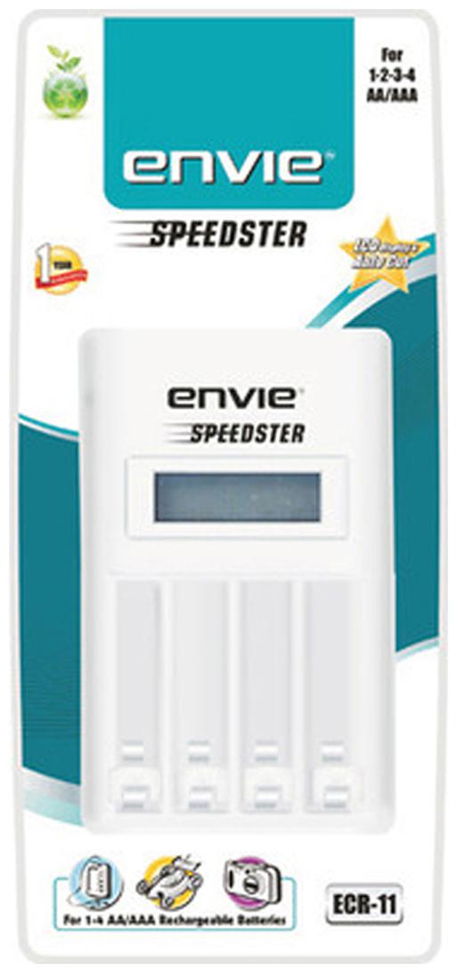 Envie ECR 11 Speedster LCD Charger for AA and AAA Ni mh Rechargeable Batteries White