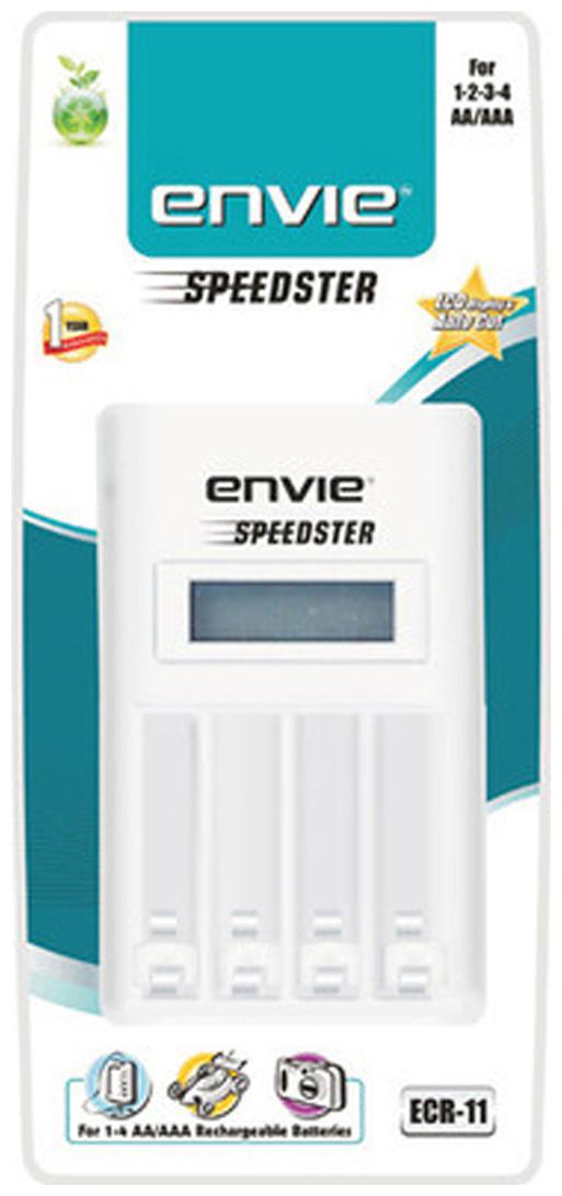 Envie ECR 11 Speedster LCD Charger for AA and AAA Ni mh Rechargeable Batteries White