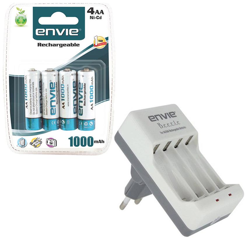 

Envie Bettle ECR-20 Combo With 4xAA 1000 Ni-CD rechargeable Battery Charger