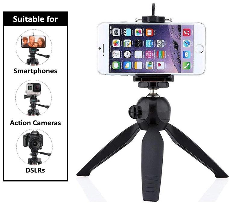

Fast Delight 360 deg Mini Tripod Universal Mount Phone Holder Tripod Stand Compatible with All Mobile Phones and Digital Camera ( Black )
