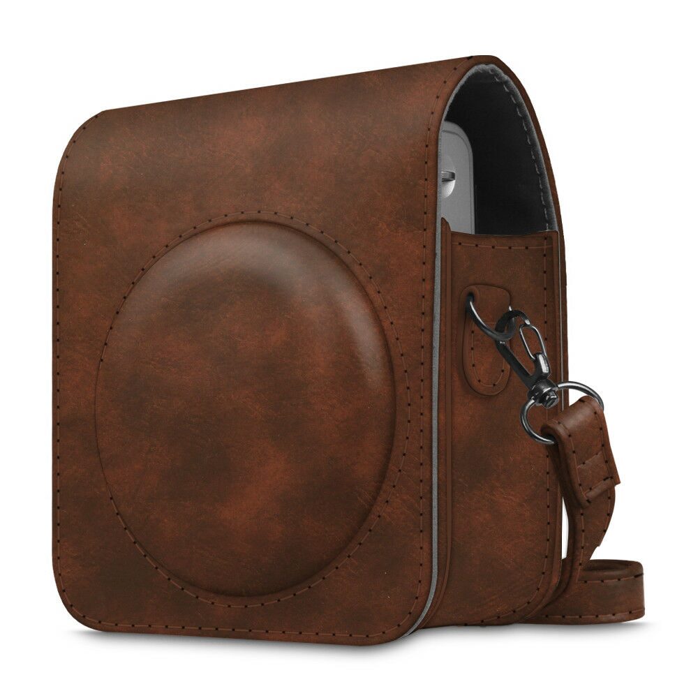

For Fujifilm Instax Mini 90 Camera Case Bag Cover with Removable Strap -Brown