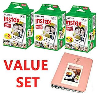 Buy Fujifilm Instax Mini Instant Film 60 Sheets 3x Twin Pack 60 Sheets With Photo Album 64 Pockets Pink For Fuji Mini 8 7s 25 50s 90 Sp 1 Printer Value Set