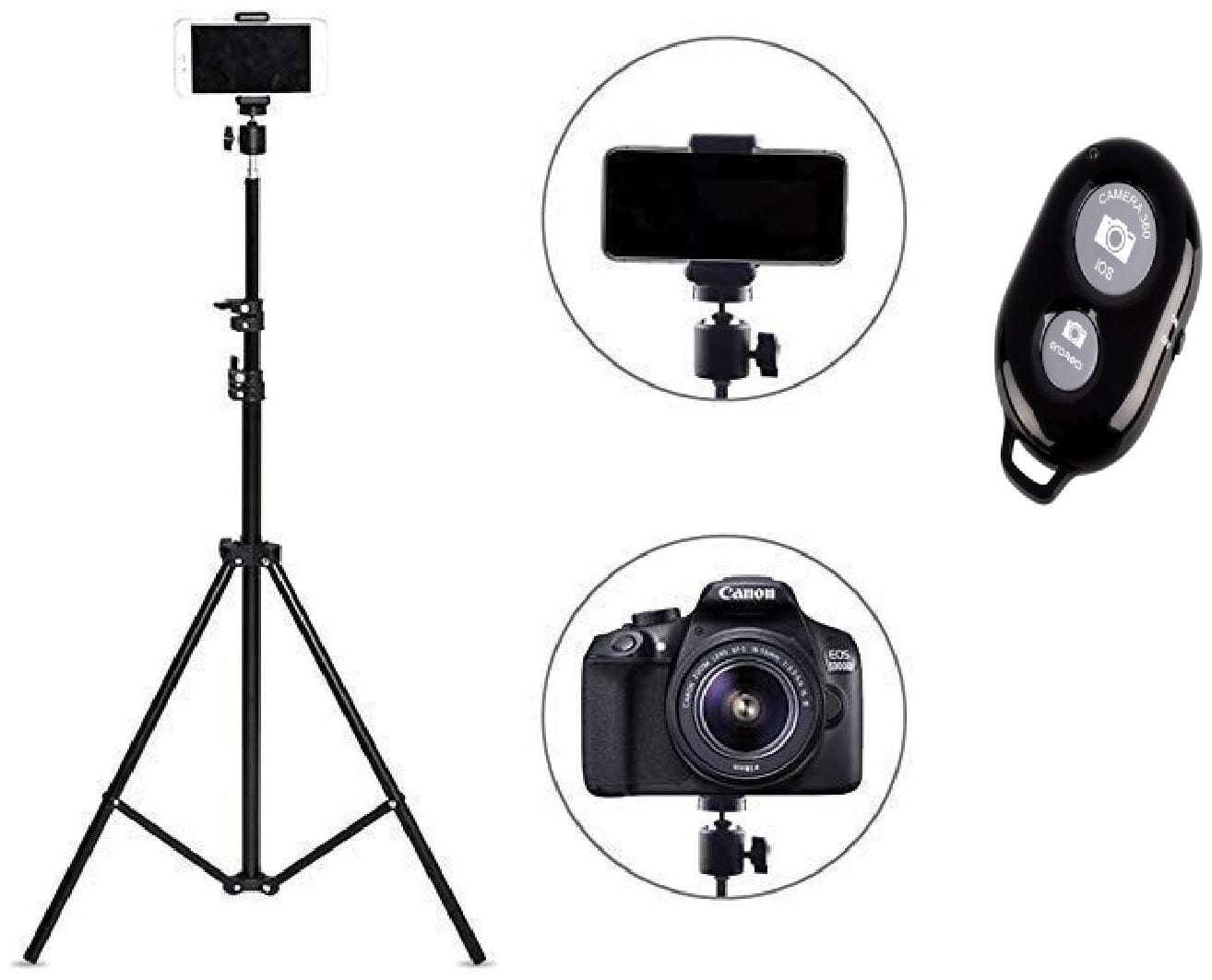 

G Gapfill 7ft 210cm Long Foldable Camera Tripod For All Smartphones And iOS Devices And Cameras With Free Selfie Remote