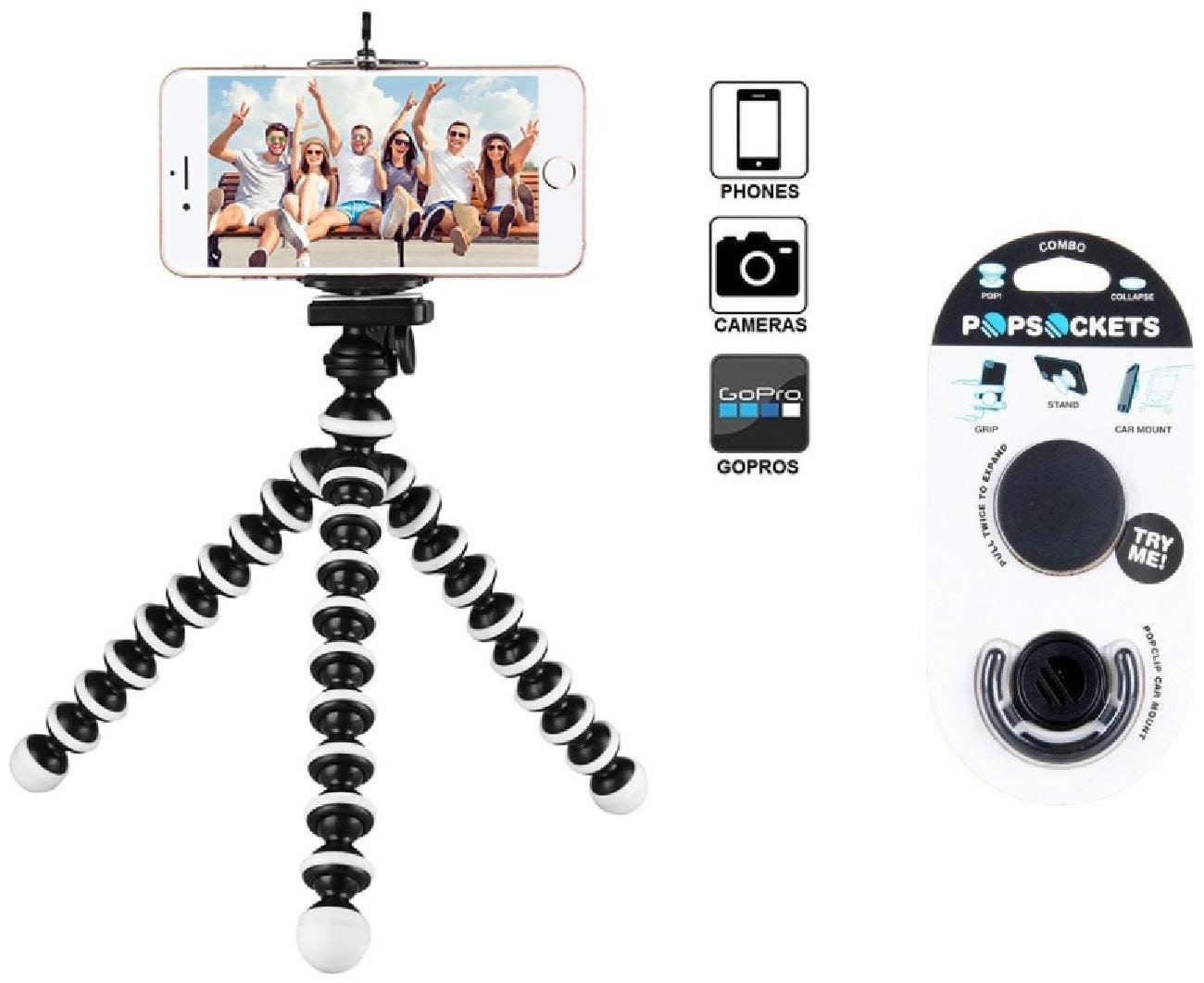 

G Gapfill Flexible Multi Functional Gorilla Tripod 10 Inch (Size L) Foldable Octopus Mini Tripod Stand For Mobile Camera Dslr Smartphone And Action Camera With Free Pop Socket