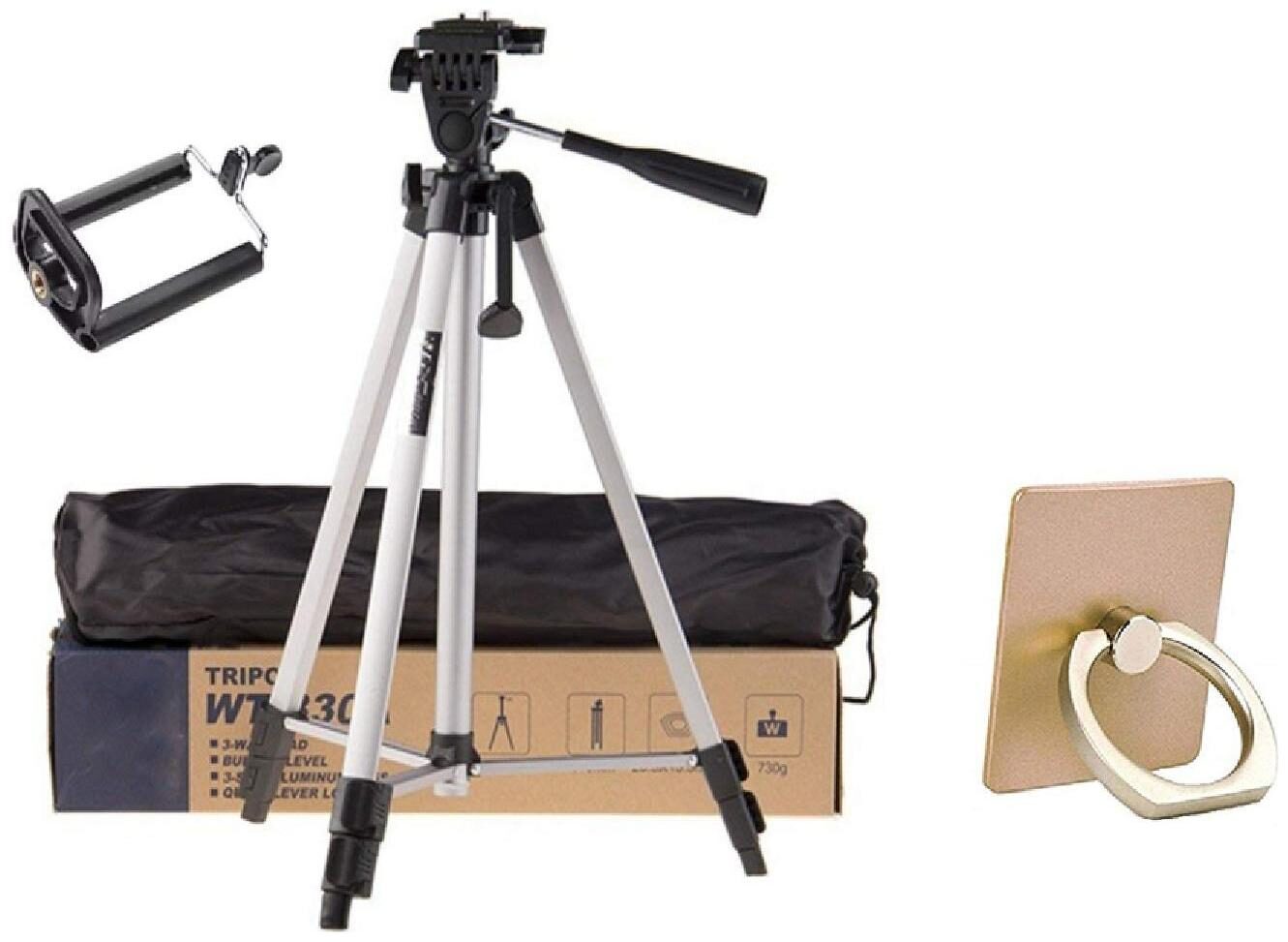 

G GAPFILL High Quality 330A 135 cm Tripod Aluminum Portable Mini Tripod Lightweight Cellphone Tripod For iPhone Samsung Phone Holder Digital Camera Holder With Free Phone Ring