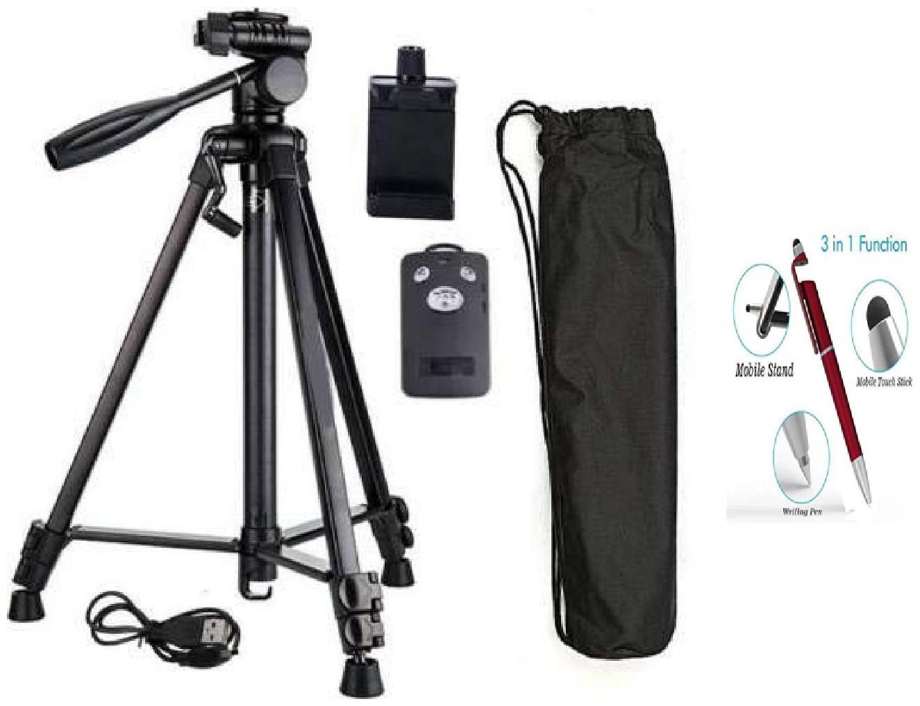 

G Gapfill Tripod-3388 Mobile Clip Holder Bt Remote Best Use For Make Videos On Tiktok Vigo Video Snapchat Youtube Compatible With All Smartphones Tripod With Free 3In1 Pen Stand