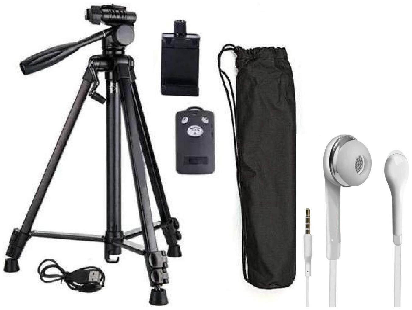 

G Gapfill Tripod-3388 Mobile Clip Holder Bt Remote Best Use For Make Videos On Tiktok Vigo Video Snapchat Youtube Compatible With All Smartphones Tripod With Free High Bass Earphones