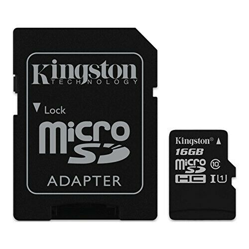

Kingston Digital 16GB microSDHC Class 10 UHS-I 45MB s Read Card with SD Adapter