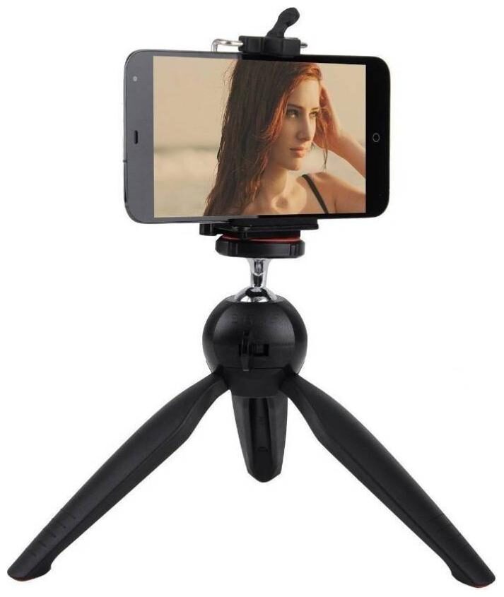 Oxza 228 Phone Single Portable Tripod Telephone Holder Clip Stand and Mini Monopod Black, Supports Up to 500 g
