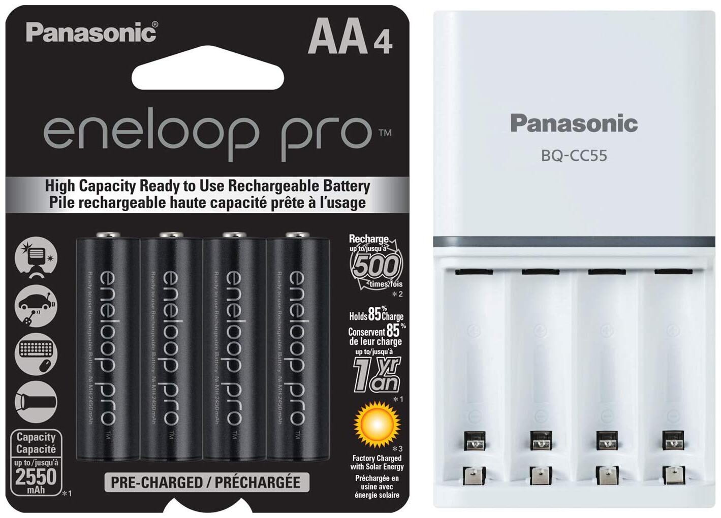 Panasonic Battery Eneloop pro 2550 mAh Battery + Smart Battery Charger