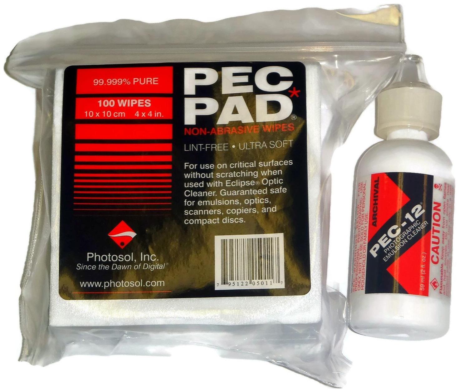 

PEC-12 2OZ FILM CLEANER 100 PACK PEC PAD 4X4 INCH -NEW DESIGN EYE DROP BOTTLE