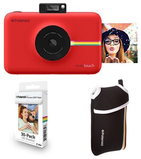 

Polaroid Snap Touch Instant Print Digital Camera With LCD Display (Red) with Zink Zero Ink Printing Technology w Starter Kit ZINK Paper (30 Sheets) and Neoprene Protective Pouch
