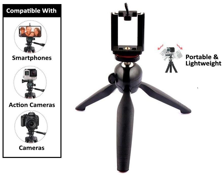 

Rednix Universal YT-228 tripod stand For Digital Camera All Mobile Phones (Black)