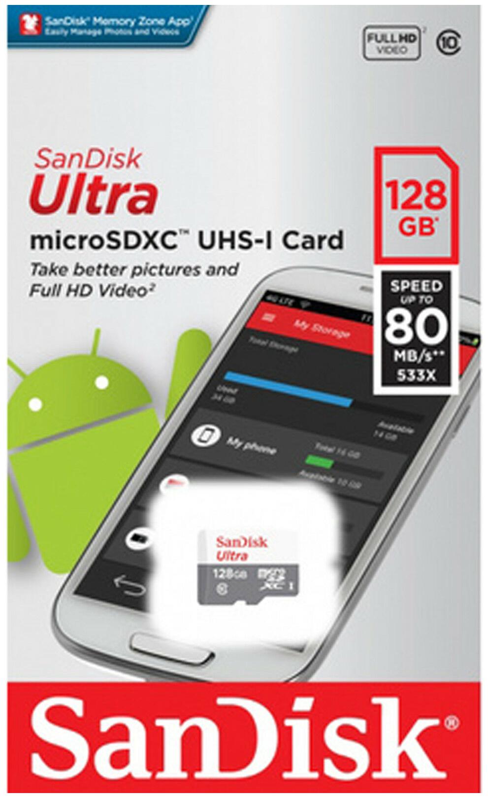 

SanDisk 128GB Micro SD SDXC MicroSD TF Class 10 128G 128 GB Mobile Ultra 80MB s