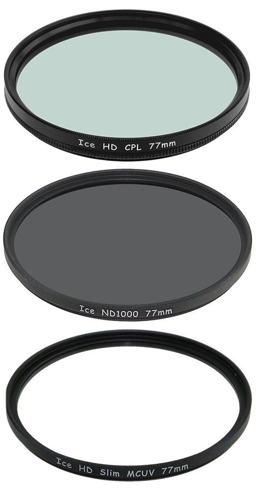 

Set of 3 ICE 77mm Filter ND1000 UV CPL Neutral Density ND 1000 77 Optical Glass