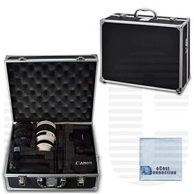 Small Hard Camera Equipment Case For Pentax K-01 K-3 K-5 K5 II K-5 IIS K-7 & More... + an eCostConnection Microfiber Cloth