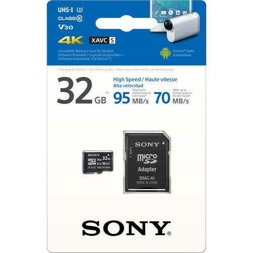 

SONY 32GB microSDHC Memory Card with SD Adapter - UHS-I UX2A - Class 10 - 95MB s