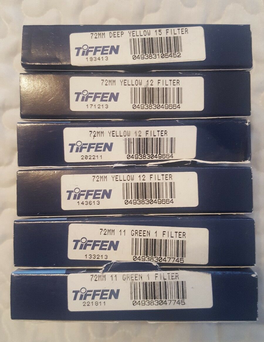 

Tiffen 72mm Filters 11 Green 12 Medium Yellow 15 Deep Yellow NIB