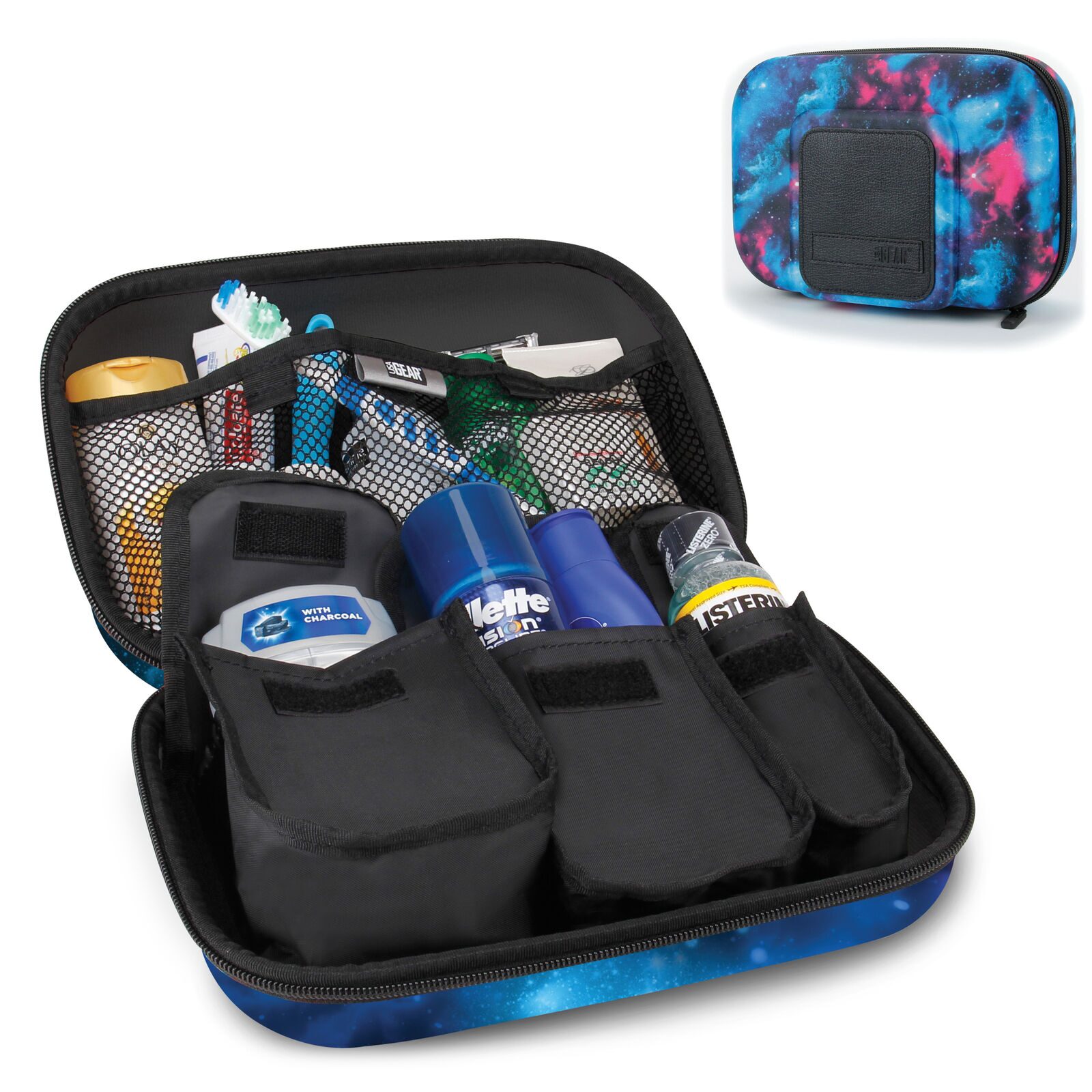 

Toiletry Organizer with Customizable Storage Pockets Protective Hard Shell