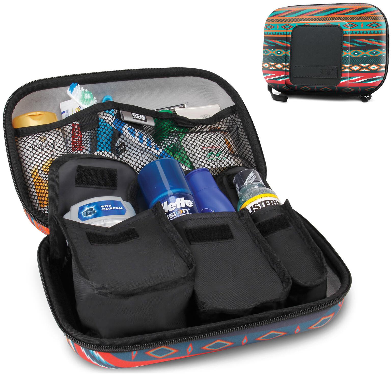 

Toiletry Organizer with Customizable Storage Pockets Protective Hard Shell