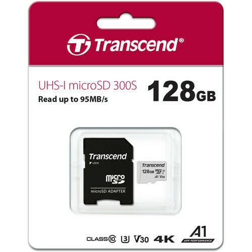 

Transcend 128GB 300S MicroSDXC UHS-1 U3 Class 10 Memory Card with Adapter