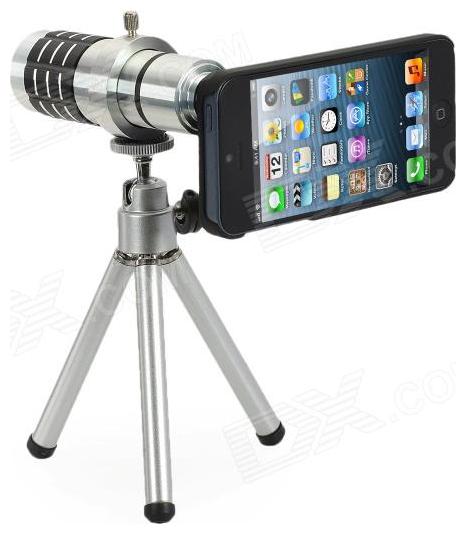 

TSV 12x Extra Zoomer Optical Zoom Lens Telescope Mobile Camera Lens with Tripod Adjustable Phone Holder (Silver)