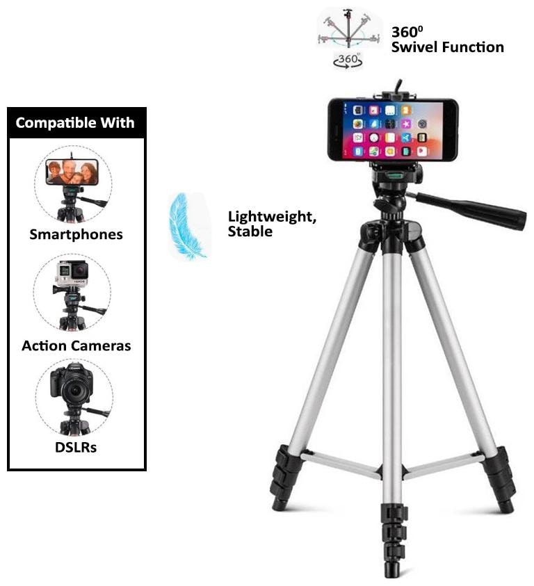

TSV 3110 Portable and Foldable Camera - Tripod with Mobile Clip Holder Bracket for Video Shooting TIKTOK Shooting