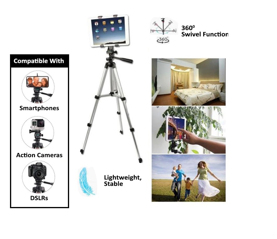 

TSV 3110 Tripod Stand for Phone Lens Telescope Camera (Silver)