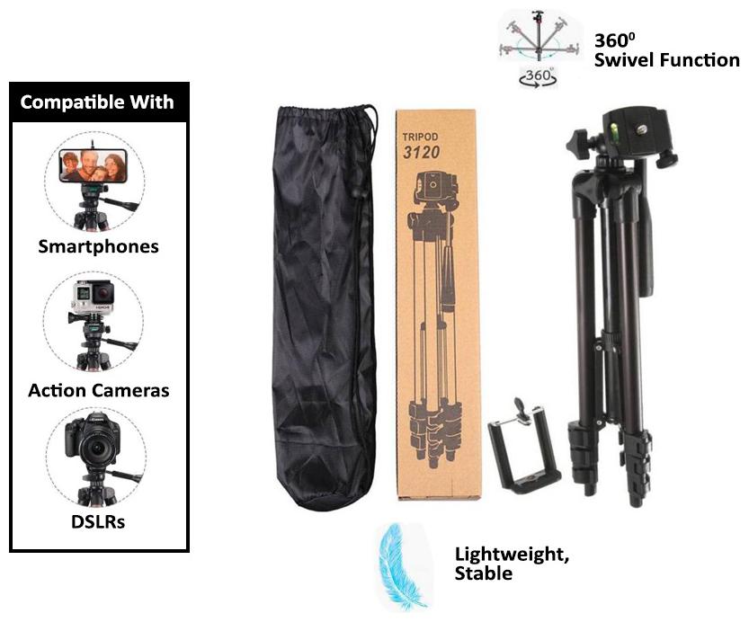 

TSV 3120 Digital Camera Camcorder Tripod Mount Stand for All Android iOS Smartphone Digital Camera