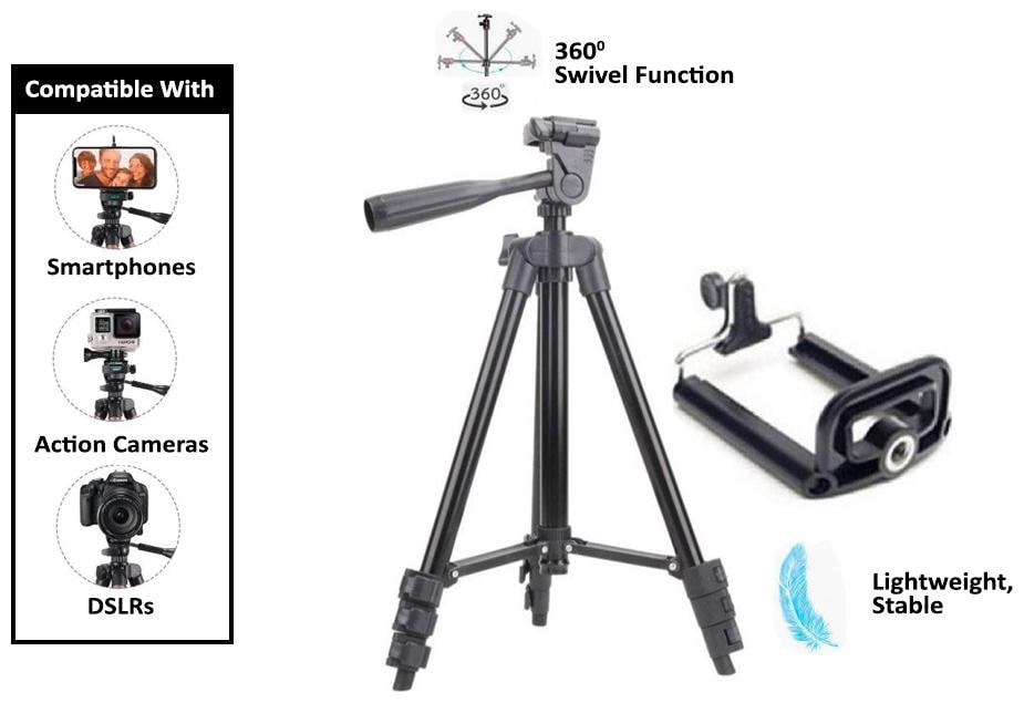 

TSV 3120 Flexible Octopus Foldable Tripod for Camera DSLR and Smartphones with Mobile Attachment Tripod for Mobile