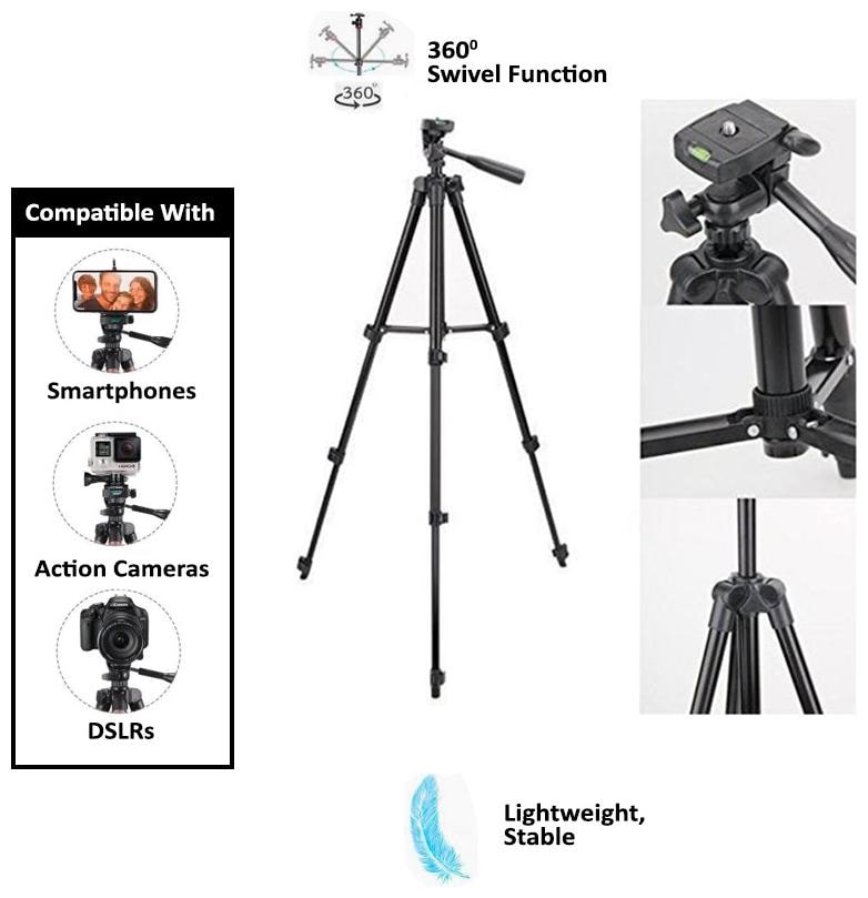 

TSV 3120 Foldable Camera Tripod with Mobile Clip Holder Bracket For Xiaomi Redmi Mi A1