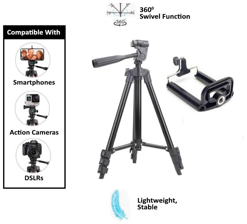 

TSV 3120 Foldable Camera Tripod with Mobile Clip Holder Bracket For Oppo Samsung Apple Motorola redmi