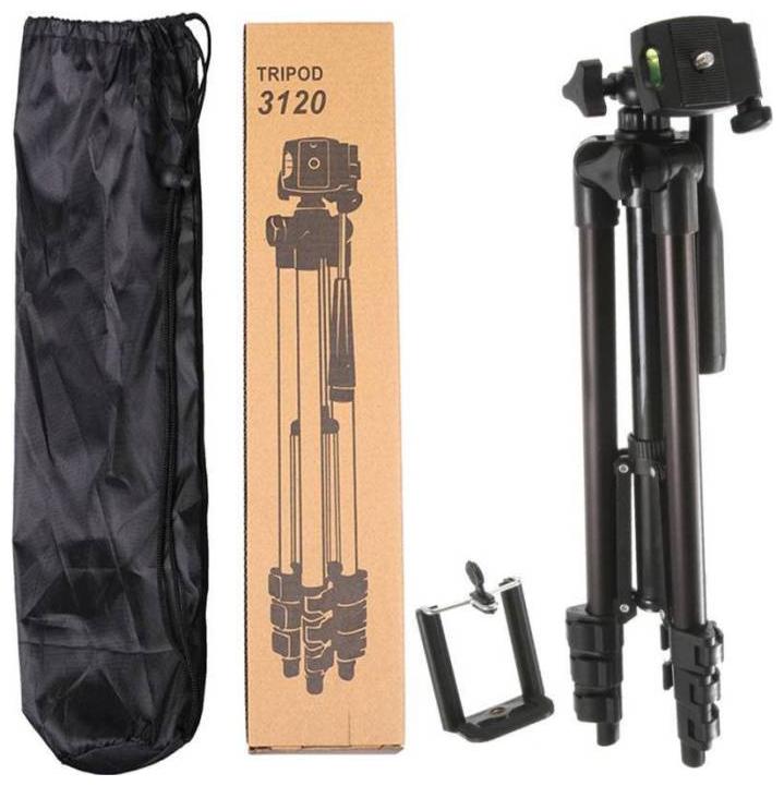 

TSV 3120 Foldable Camera Tripod with Mobile Clip Holder Bracket Fully Flexible Mount Stand with 3D Head and Quick Release Plate (Black)