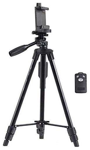 

TSV 3120 Portable and Foldable Camera-Tripod with Mobile Clip Holder Bracket 4 Section Adjustable Travel Tripod (Black)