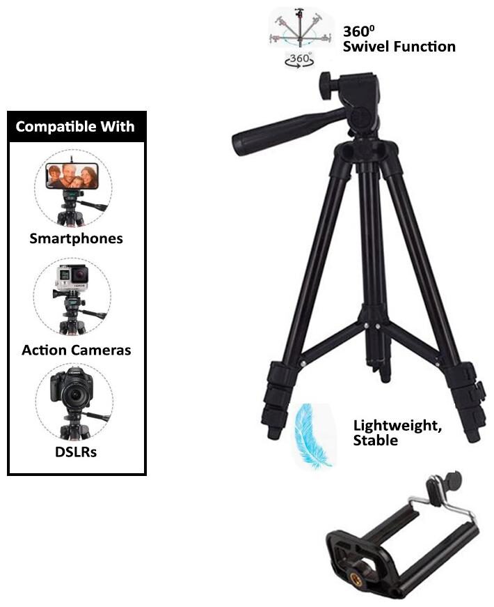

TSV Tripod-3120 Portable Adjustable Aluminum Lightweight Camera Stand For Samsung Galaxy s8