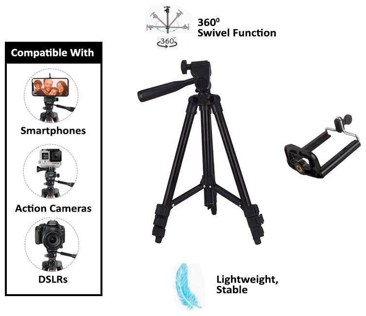 

TSV Tripod-3120 Portable Adjustable Aluminum Lightweight Camera Stand For Samsung Galaxy s8