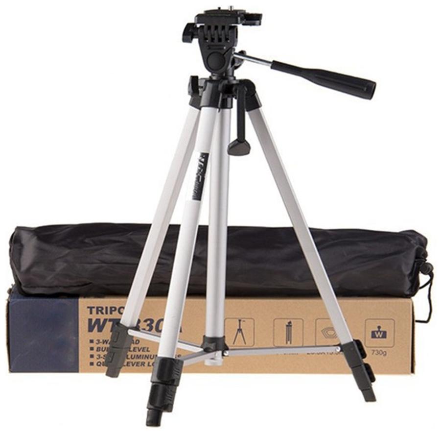 IMMUTABLE WF 330A Professional Lightweight Aluminum Portable Tripod Stand 3 Way Head for Digital Camera Supports Up to 3000 g Silver and Black,330