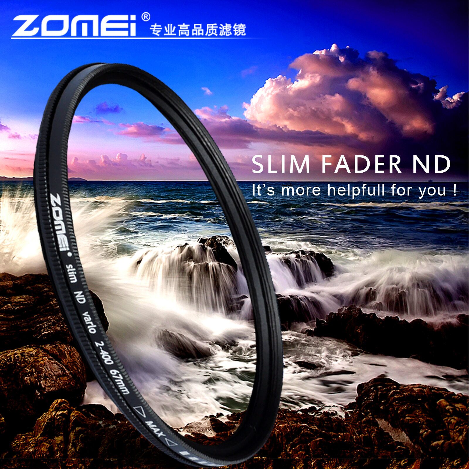 

ZOMEI 62mm Variable ND Filter Neutral Density Fader Adjustable ND2 ND4 ND8-400