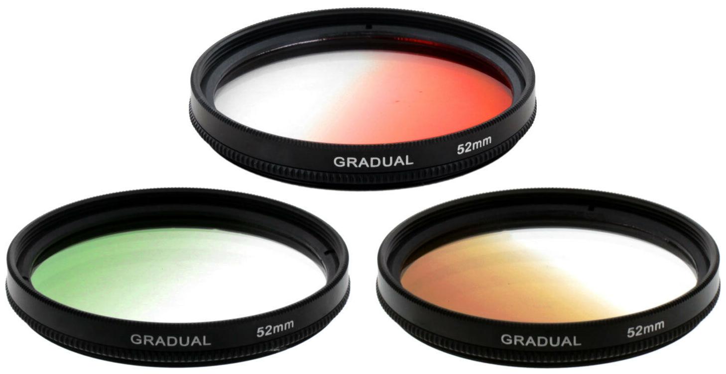 

Zykkor 52mm Graduated Gradual Color Filter KIT - Green Red Brown for Camera
