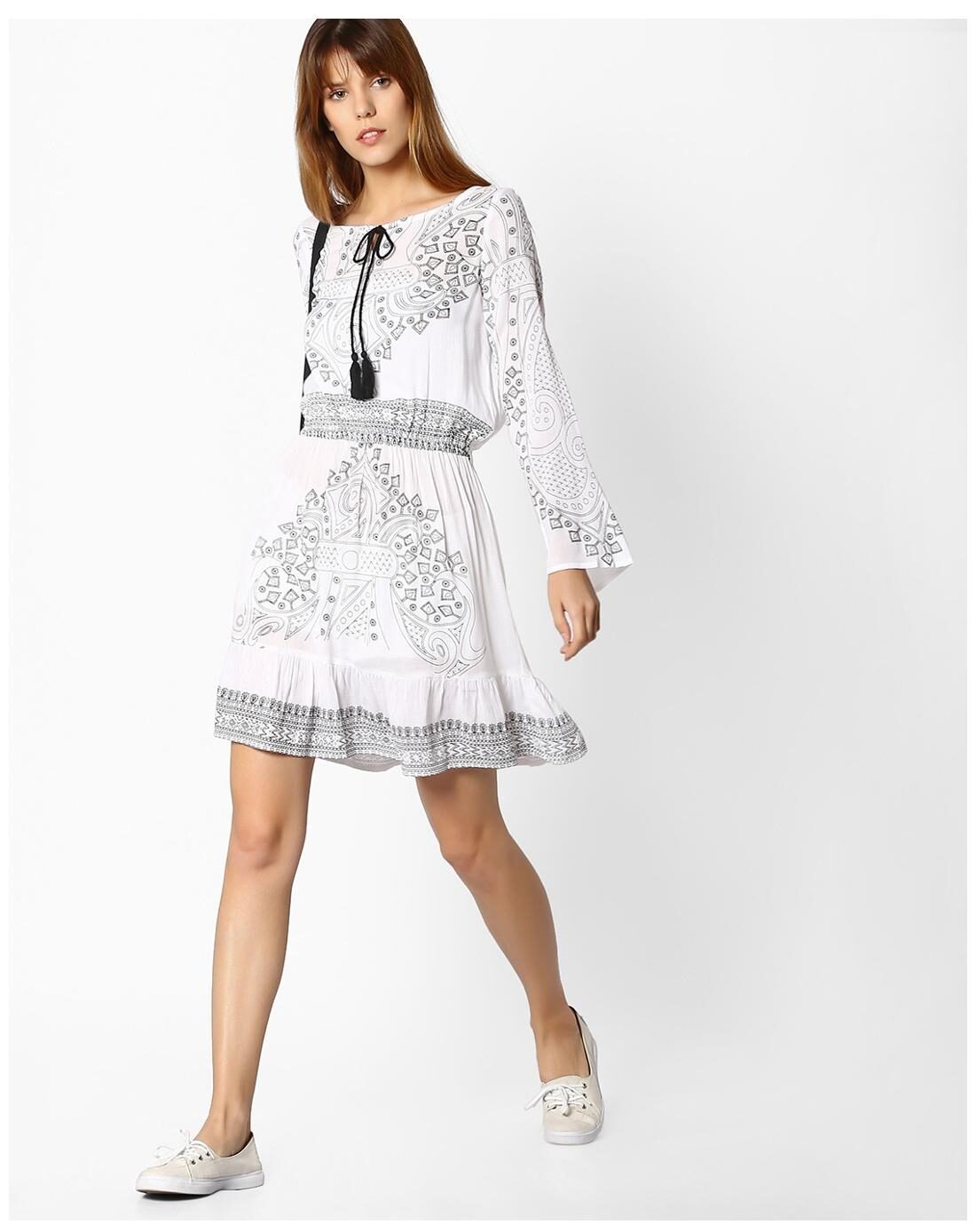 Buy FIG By Reliance Trends White Cotton Dress Online at Low Prices in